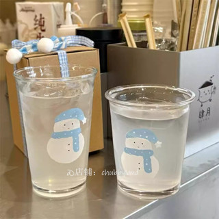 臺灣出貨 可愛雪人玻璃杯 茶杯 水杯 馬克杯 牛奶杯 陶瓷杯 咖啡杯 手捏杯 玻璃杯 杯具 果汁杯 早餐杯 燕麥杯 杯子