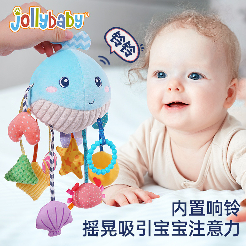 jollybaby嬰幼兒車床吊飾 寶寶安撫玩具抬頭練習帶牙膠抽抽樂玩具