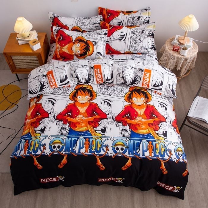 【海賊王系列床品】卡通兒童海賊王四件套床單路飛床上用品學生宿舍床床笠被套三件套