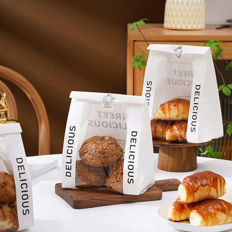 現貨【麵包袋】新款 烘焙包裝吐司點心袋子 麵包透明打包袋 餅乾蛋糕袋 白牛皮紙袋