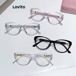 Lovito 女士休閒素色防藍光貓眼眼鏡 LFA27086