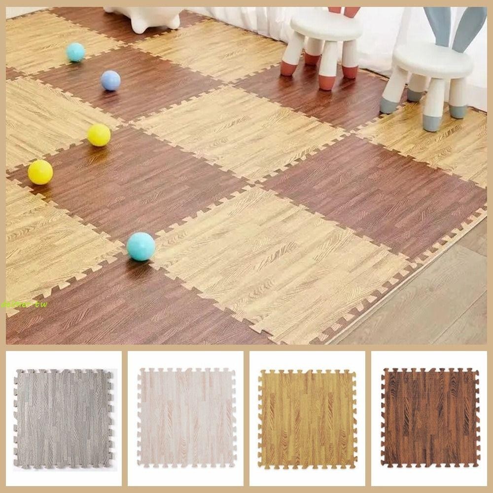 DELMER4pcs木紋拼圖墊,軟防水泡沫拼圖墊,地毯環境友好EVA泡沫30厘米地板墊客廳