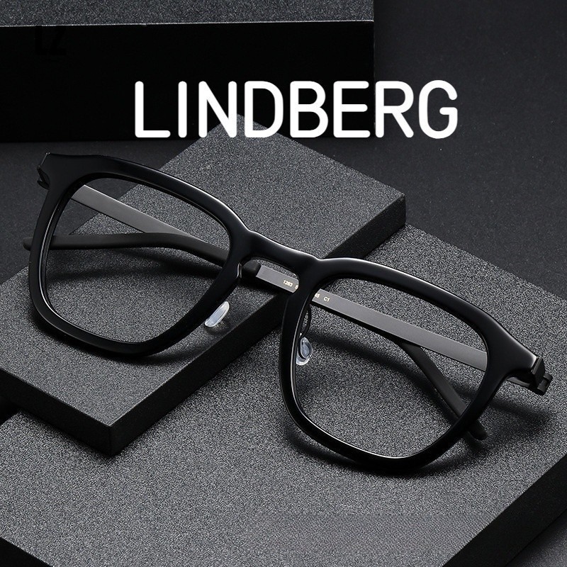 【LZ鈦眼鏡】LINDBERG林德伯格衕款眼鏡框 鏡架寬度148mm大臉1263黑框顯瘦復古闆材女可配近視純鈦眼鏡 粗框