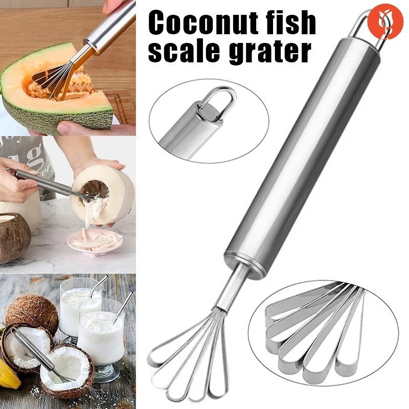 創意不銹鋼椰絲刀/多功能魚鱗去除刮刀廚房水果蔬菜工具