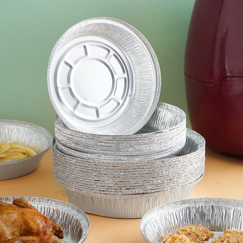 錫紙碗盤圓形烤雞蛋花甲冬粉專用一次性錫箔紙盒煲仔飯打包錫紙盒