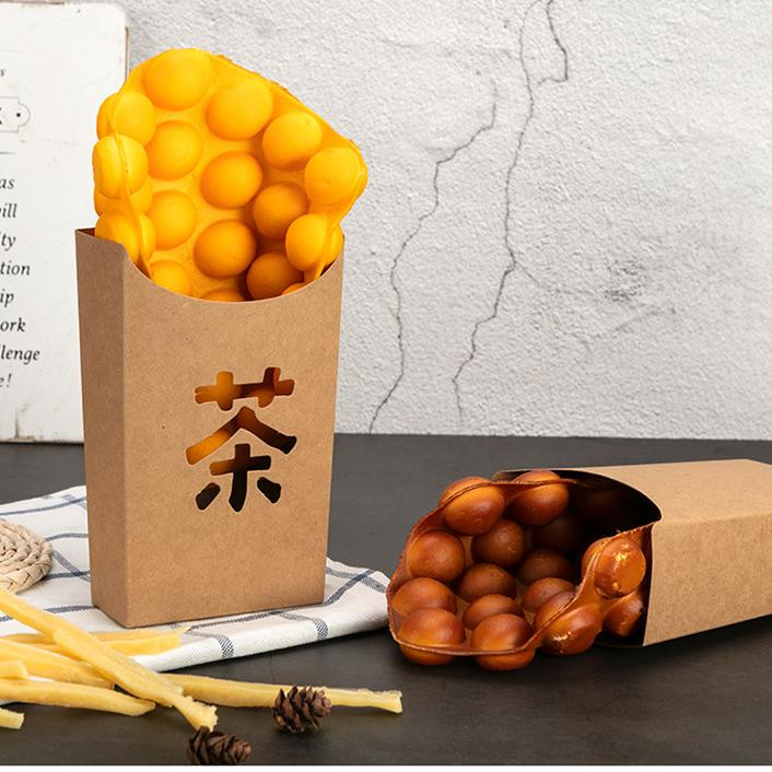 現貨【小吃打包盒】一次性雞蛋仔炸薯條雞米花紙盒 打包盒 包裝盒 訂製 印刷LOGO