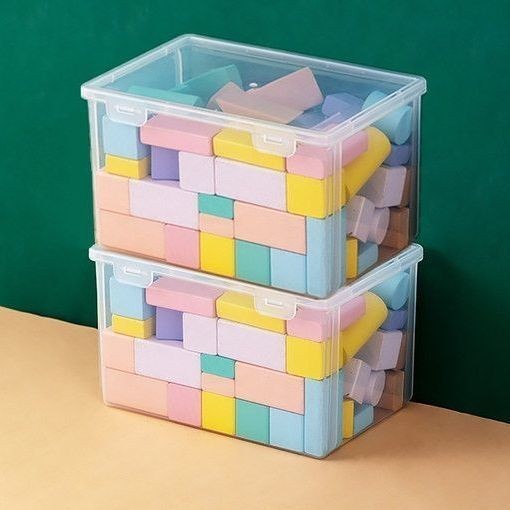 《積木收納盒》現貨 透明 收納盒 樂高拼圖家用積木分類兒童玩具整理箱長方形  收納箱