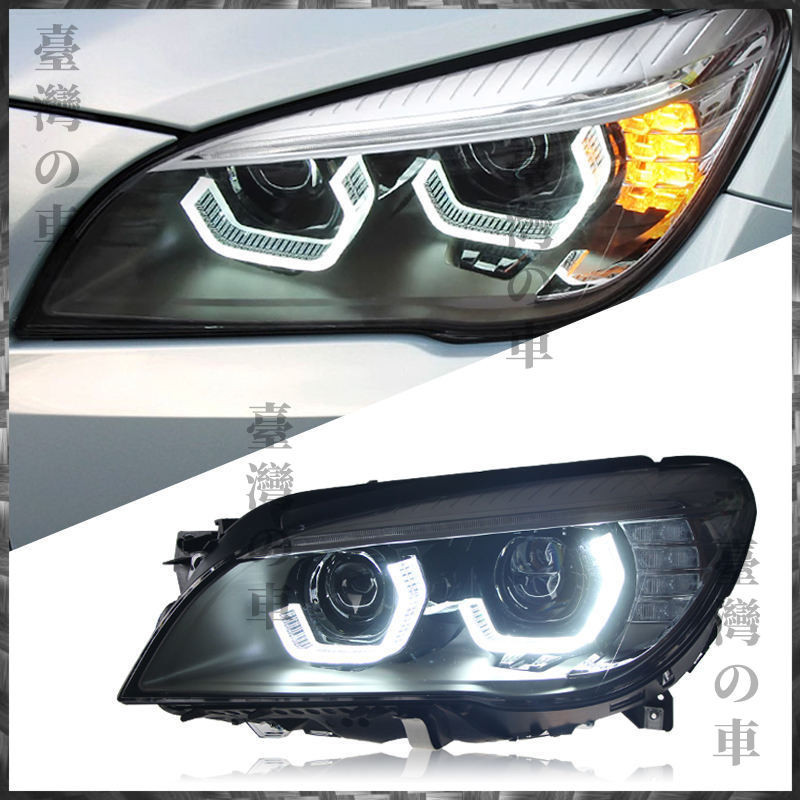 適用於09-15款寶馬BMW 7系F02大燈總成F01改裝LED勺子日行燈激光透鏡 汽車大燈