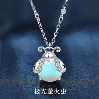 免運費【莫桑鑽配GRA證書】原創月光石螢火蟲吊墜925純銀項鏈女森系小清新鎖骨鏈首飾diy配飾 鑽石XLE