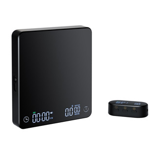 咖啡秤+無線顯示器 多功能廚房秤 5kg/0.1g USB充電電子秤 克重計時秤 去皮清零 四種沖泡咖啡模式 黑色 DH