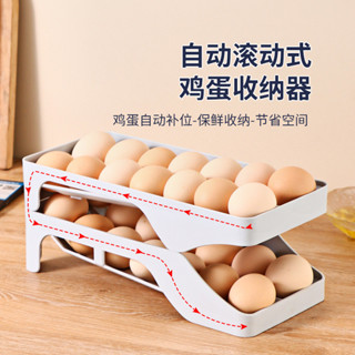 收納 廚房收納 冰箱收納 冰箱收納盒 廚房食品保鮮盒冰箱鷄蛋自動滾蛋收納神器家用廚房分類鷄蛋保險盒