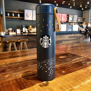 買一送一 韓國 星巴克杯子 304不鏽鋼 手提保溫瓶 復古原木 星空 美人魚保溫杯 提繩款 便攜隨身杯 咖啡杯 情侶杯
