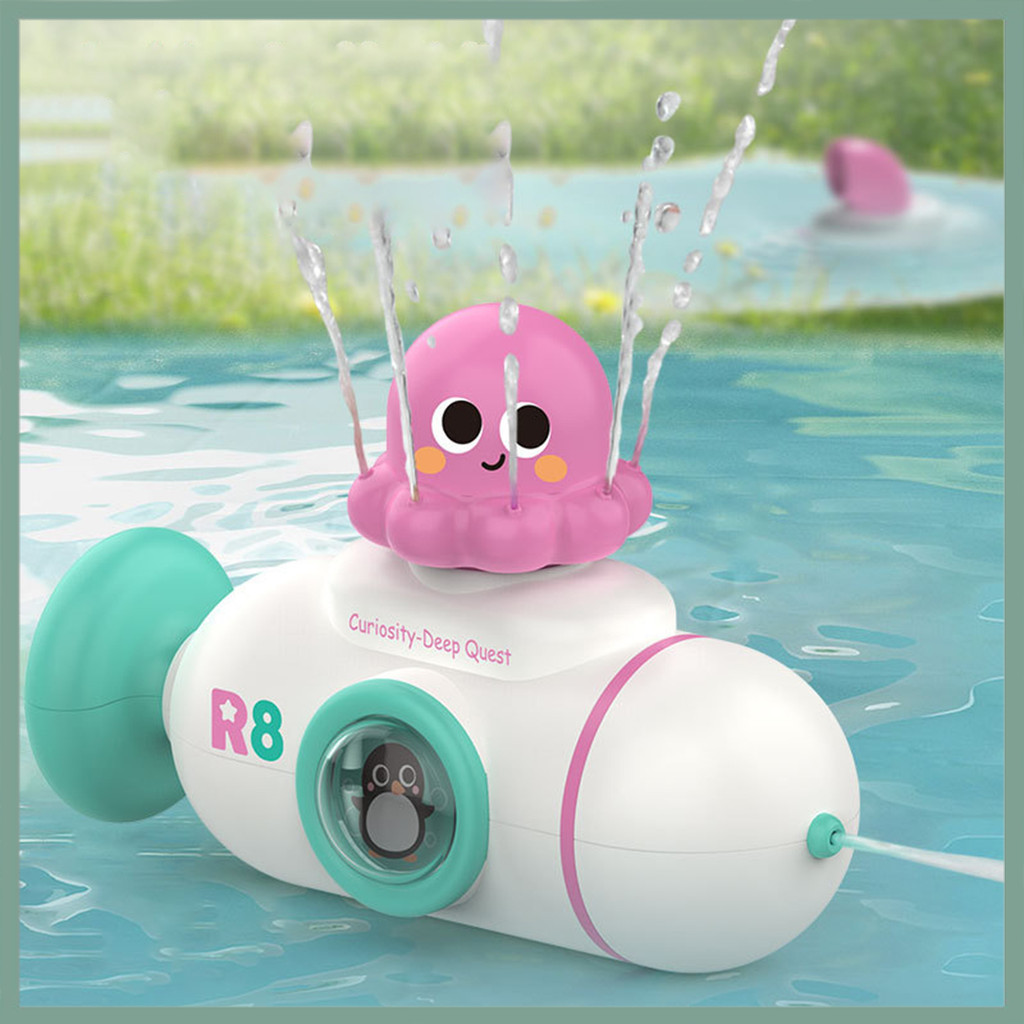 【Wx】互動章魚沐浴玩具帶旋轉潛望鏡趣味水器,適合幼兒安全光滑邊緣水上玩具