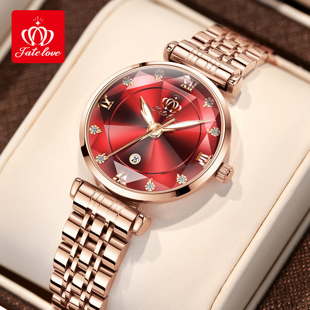 Fate Love 品牌手錶 不規則菱形鏡面石英錶 防水女士手錶