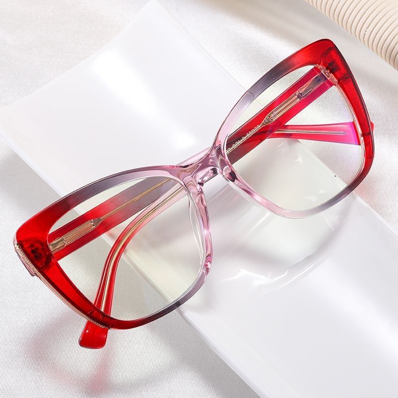 彩色防藍光眼鏡時尚貓眼光學眼鏡框架女士彈簧鉸鏈眼鏡
