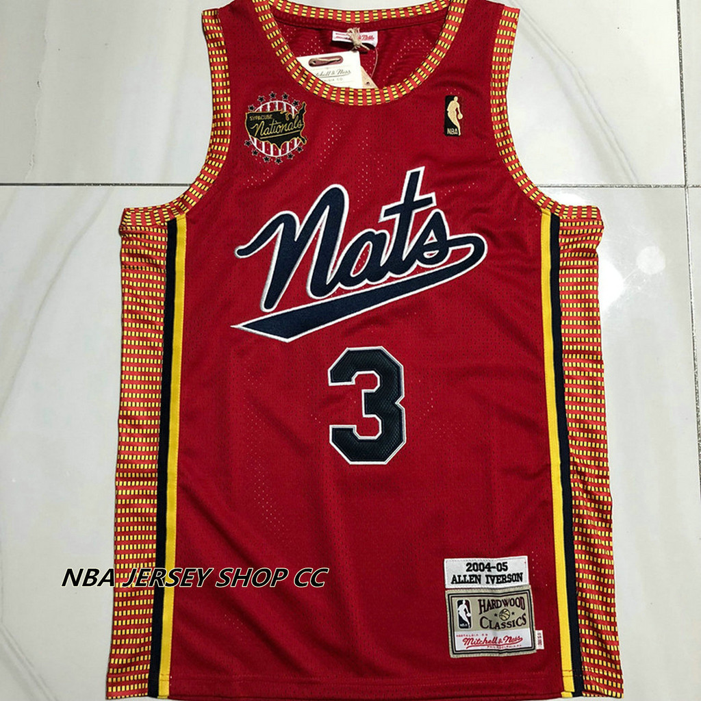 男式全新原創 NBA 2004-05 費城 76 人隊 #3 Allen Iverson 復古球衣紅色 H