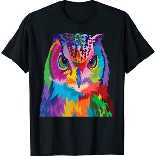 貓頭鷹襯衫:彩色貓頭鷹鳥風格很棒的禮物 T 恤