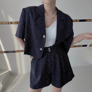 【MIBU】 ✨尺寸已更新 韓國chic氣質 西裝短版外套+高腰短褲 套裝