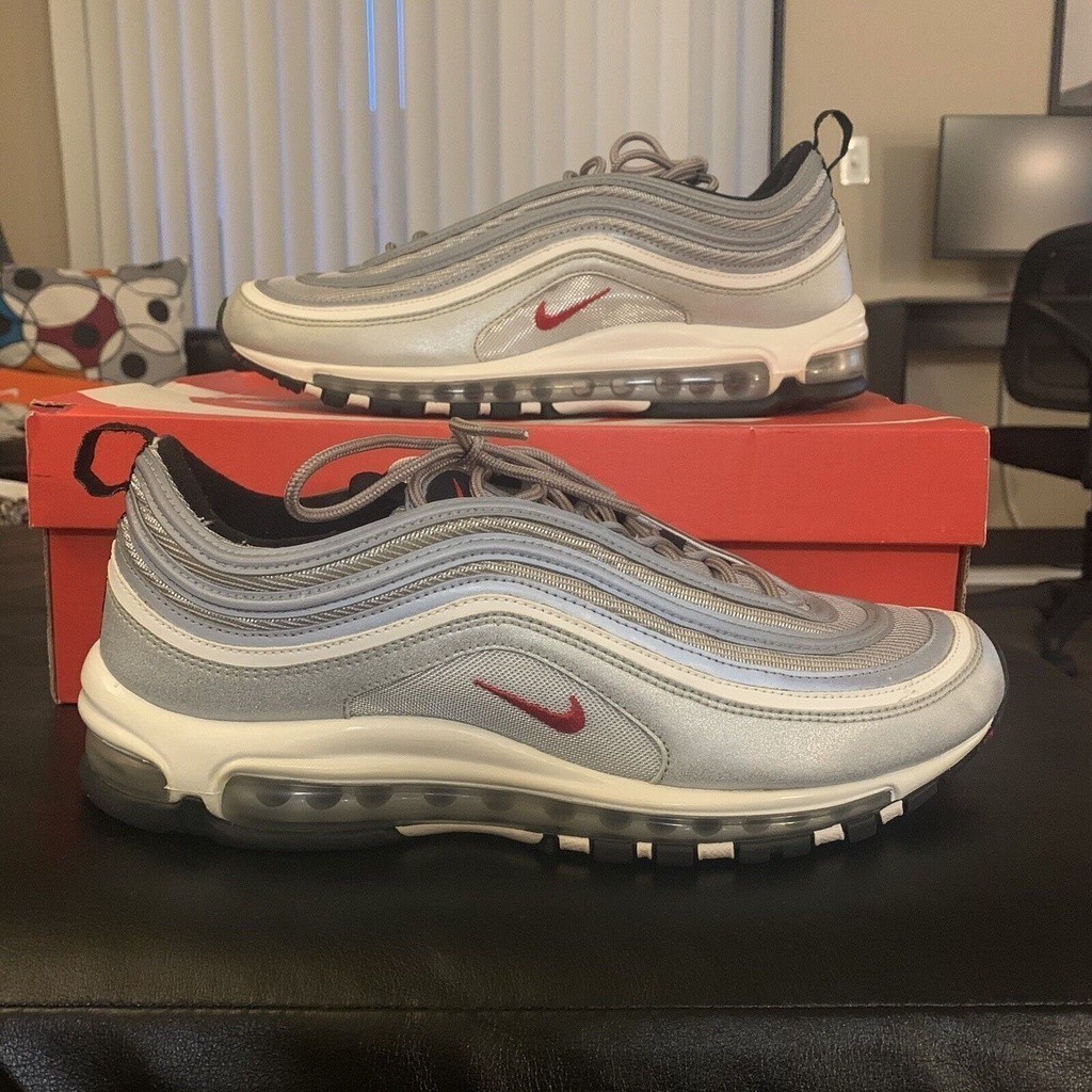 時尚 nk air max 97 og qs 2017“銀彈”男式女式運動跑鞋(884421-001)