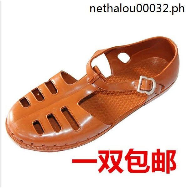 熱銷· 解放鞋3547男士夏橡膠越南老式塑膠復古懷舊錶演軍涼鞋包頭洞洞鞋