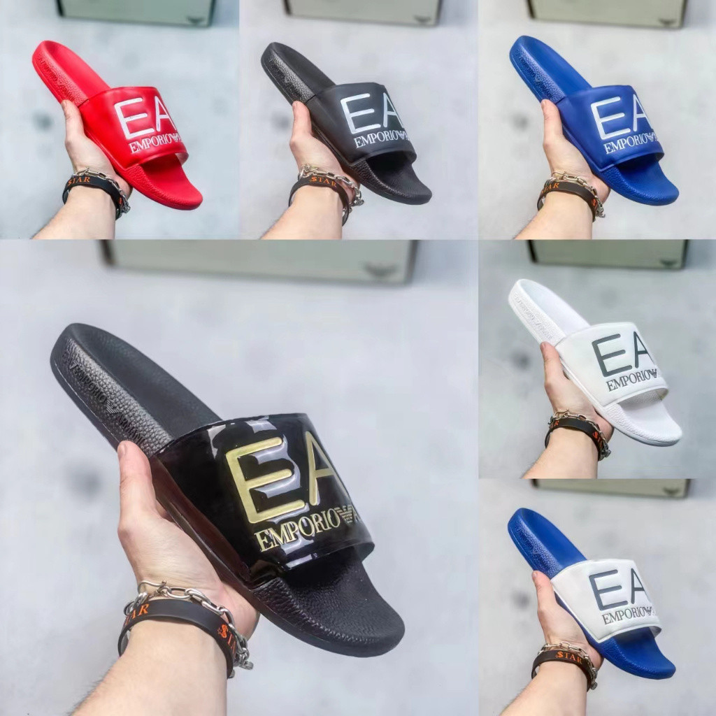 【帶盒】新款EA7塑料logo印花時尚情侶拖鞋