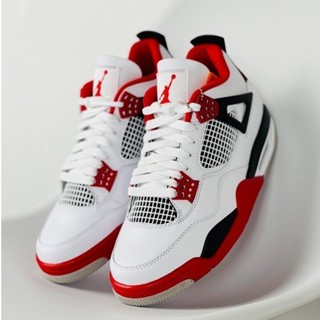 Nk Air Jordan 4 火焰紅低幫籃球鞋男士女士休閒運動鞋