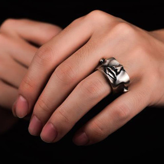 戒指 男 泰銀 復古 面具 創意 設計 個性 潮人 霸氣 男款 開口 戒指