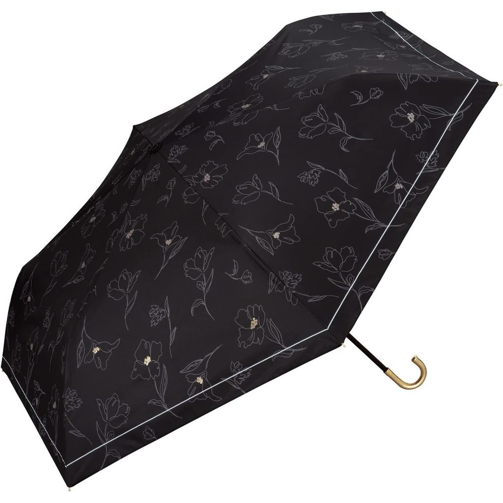 Wpc. 遮阳伞，折叠伞，遮阳花图 迷你黑色《100% 遮阳，100% 防紫外线，UPF 50+，晴雨窗》55cm 女士