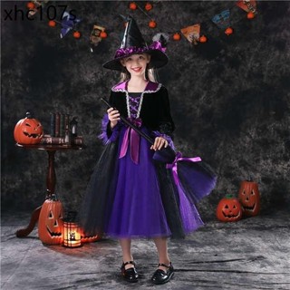 萬聖節兒童服裝女巫表演服女童巫婆裙cosplay恐怖裝扮吸血鬼服飾