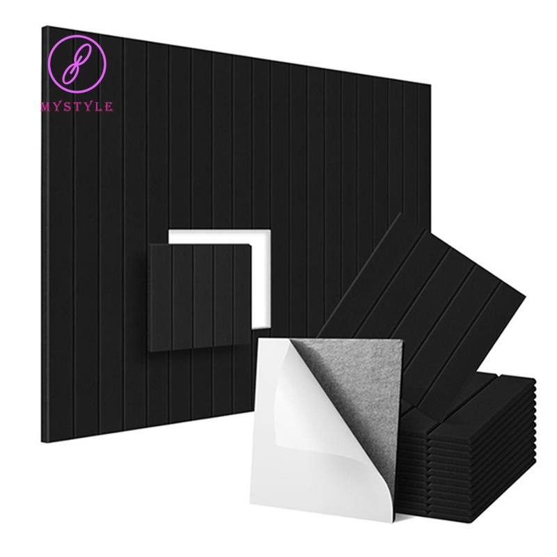 16 件裝自粘吸音板、隔音泡沫板、高密度隔音牆板耐用易於使用黑色 12X12X0.4 英寸