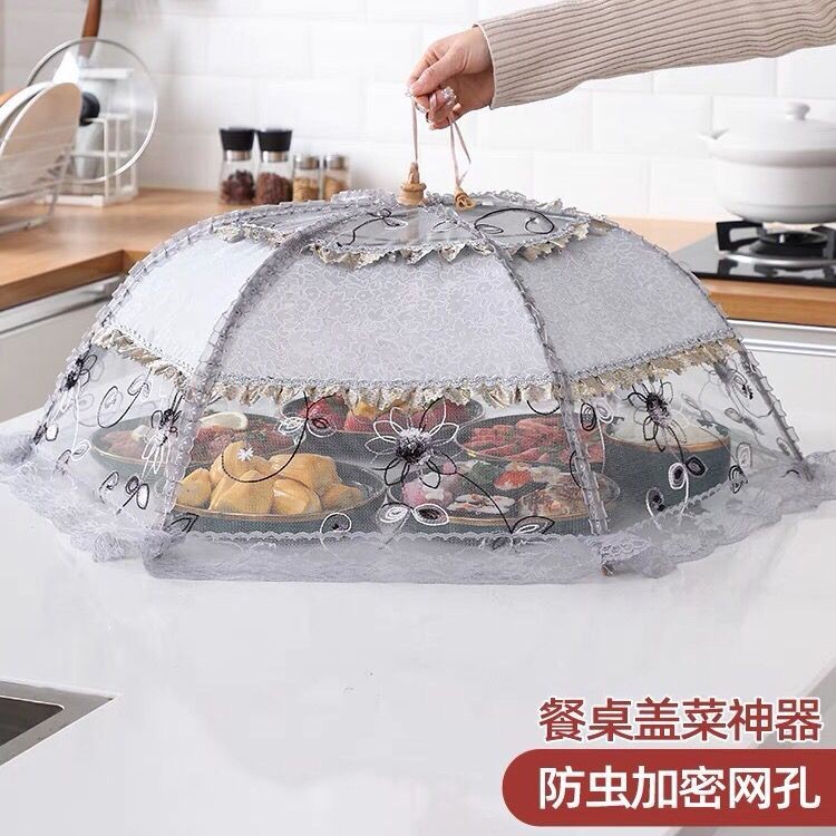飯菜罩子桌蓋菜罩可摺疊餐桌罩食物防蒼蠅長方形家用遮菜蓋傘大號