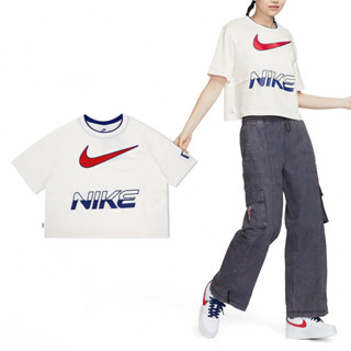 Nike 短袖 NSW 女款 短T 寬鬆 大勾 復古 拼接 [ACS] HF6291-133