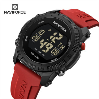 Naviforce 新款男士手錶時尚流行矽膠錶帶防水電子表簡約日曆時鐘