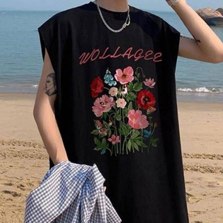 NANS 臺灣現貨 210克重磅純棉背心 美式無袖背心男設計感小眾短袖t恤籃球運動學生上衣潮流12
