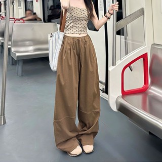 美式復古褲子女2025早秋新款寬鬆運動褲ins風工裝褲高腰休閒長褲20250302