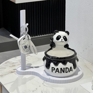 💕臺灣出貨#創意熊貓鑰匙收納擺件傢居客廳玄關入戶門口鞋櫃裝飾喬遷新居禮物