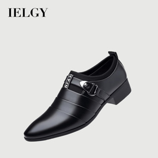 IELGY 新款皮鞋男士商務正裝鞋大碼尖頭休閒鞋