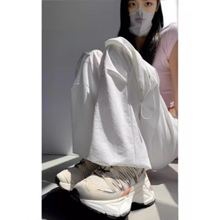 JW❖臺灣出貨❖ 白色美式工裝褲女夏季薄2025新款高腰直筒休閒闊腿速幹登山運動褲