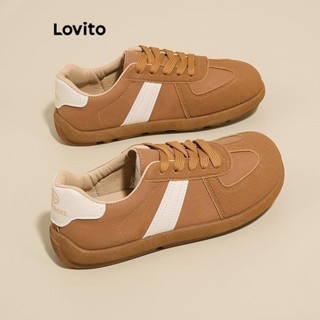 Lovito 休閒素色復古時尚軟底輕便舒適女款運動鞋 LFA62158