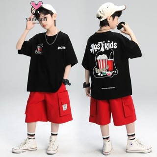 【YAOEENH】90-170CM 夏季男童寬鬆休閒短袖t恤 中大童帥氣印花上衣 現貨 快速出貨