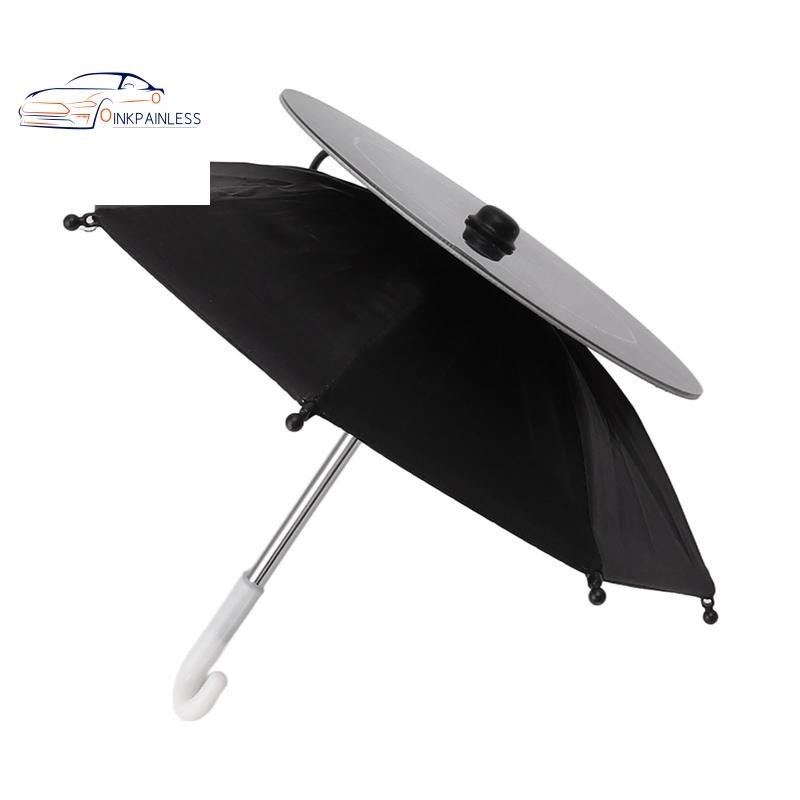 手機迷你雨傘遮陽罩 USB 充電+太陽能戶外騎行釣魚黑色