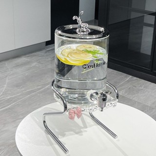 透明玻璃冷水壺 帶水龍頭耐高溫壺 家用3.5L大容量水壺 水果茶壺套裝