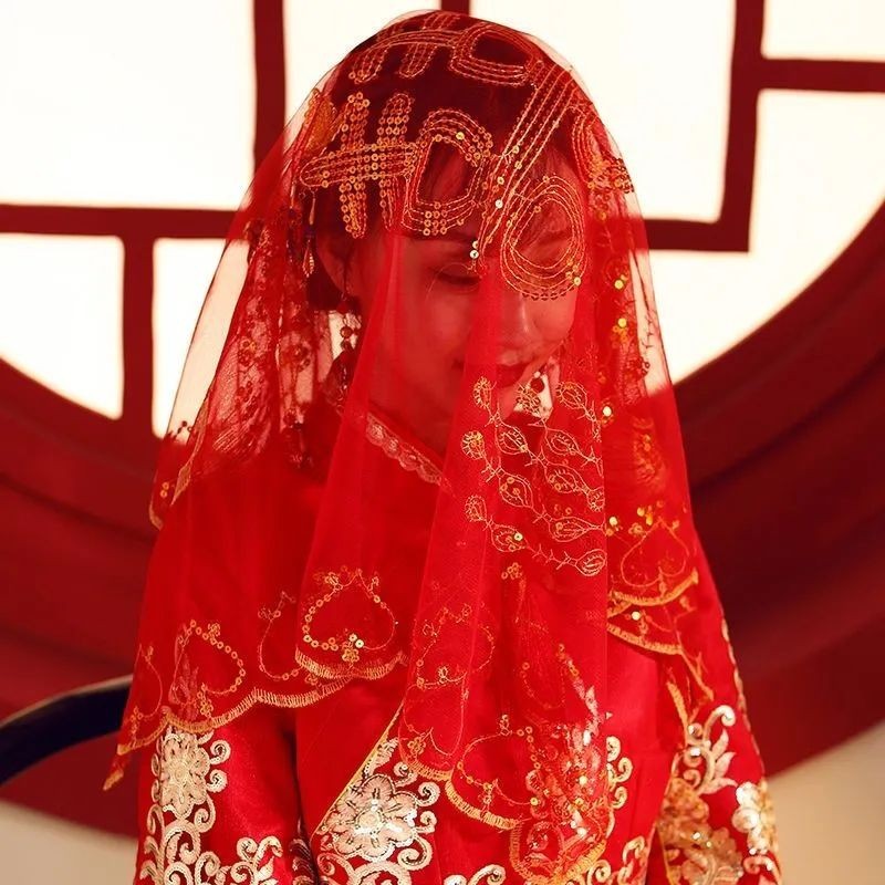 ‹紅蓋頭›現貨 中式婚禮蓋頭秀禾服 紅蓋頭 抖音網紅紗蓋頭新娘頭紗紅色秀禾 紅蓋頭