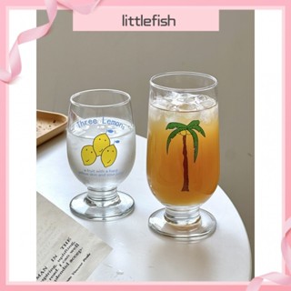 【Littlefish】高顏值ins風 海島度假 馬爾地夫 椰子樹 檸檬 印花 玻璃杯 簡約 啤酒杯 咖啡杯 韓系 冷飲