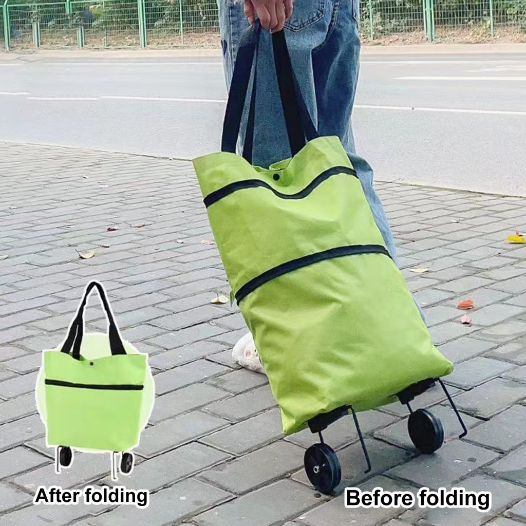Amar 可折疊購物袋帶滾輪容量雜貨袋可折疊購物袋帶旋轉輪和容量防水織物光滑拉鍊可伸縮雜貨