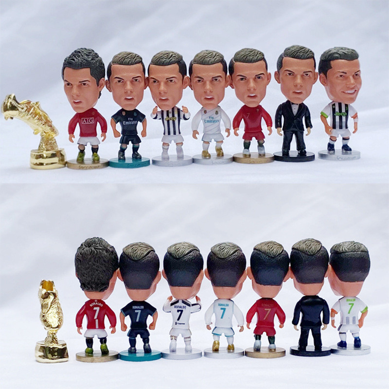 足球公仔 足球明星 皇馬C羅 巴薩梅西 內馬爾 公仔 C.Ronaldo 迷你動作玩偶 足球明星裝飾擺件