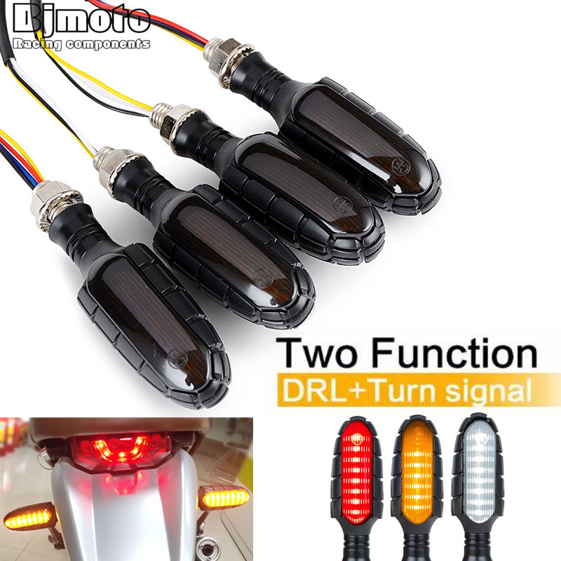 4 件裝摩托車 LED 轉向信號流水指示燈閃爍指示燈停止尾燈信號燈閃爍器摩托車 12V DRL 燈