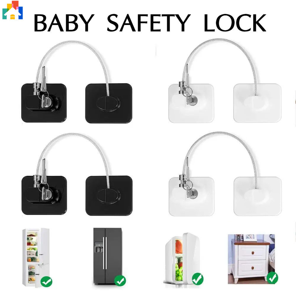 家庭安全保護冰箱櫃抽屜窗嬰兒安全鎖帶鑰匙兒童安全護理配件