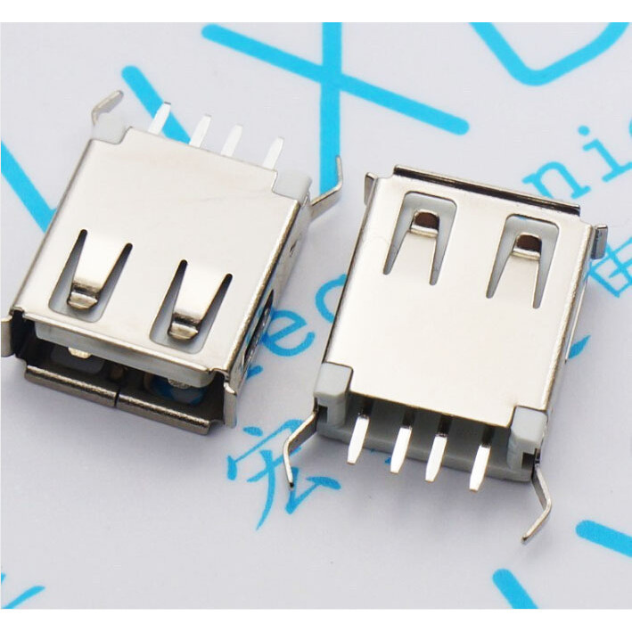 15.0 USB插座 USB母座 連接器 AF 180度 15.0mm長 彎腳 插板