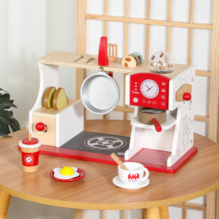 仿真兒童過家家 下午茶甜品玩具 蛋糕售賣咖啡機 早餐套裝 木製玩具
